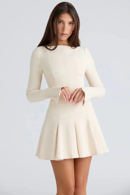 Chessie | Structured Hourglass Mini Dress – White