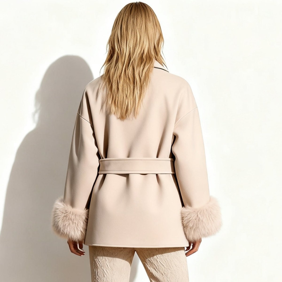 Lara | Belted Wool-Cashmere Coat with Fur Cuffs