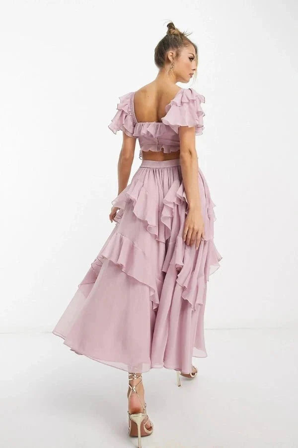 Freyna | Tiered Chiffon Featherlight Co-ord Set