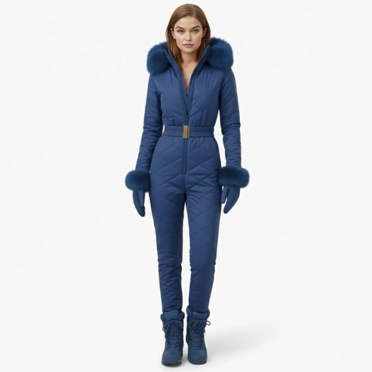 Remy | Quilted Faux Fur Trim Ski Suit