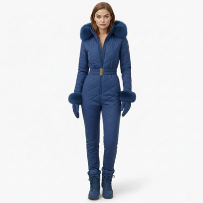 Remy | Quilted Faux Fur Trim Ski Suit