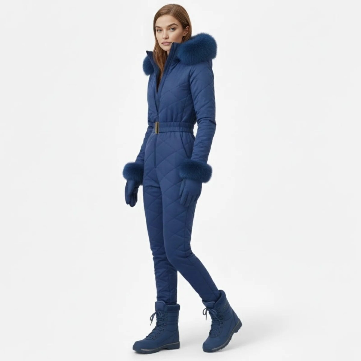 Remy | Quilted Faux Fur Trim Ski Suit