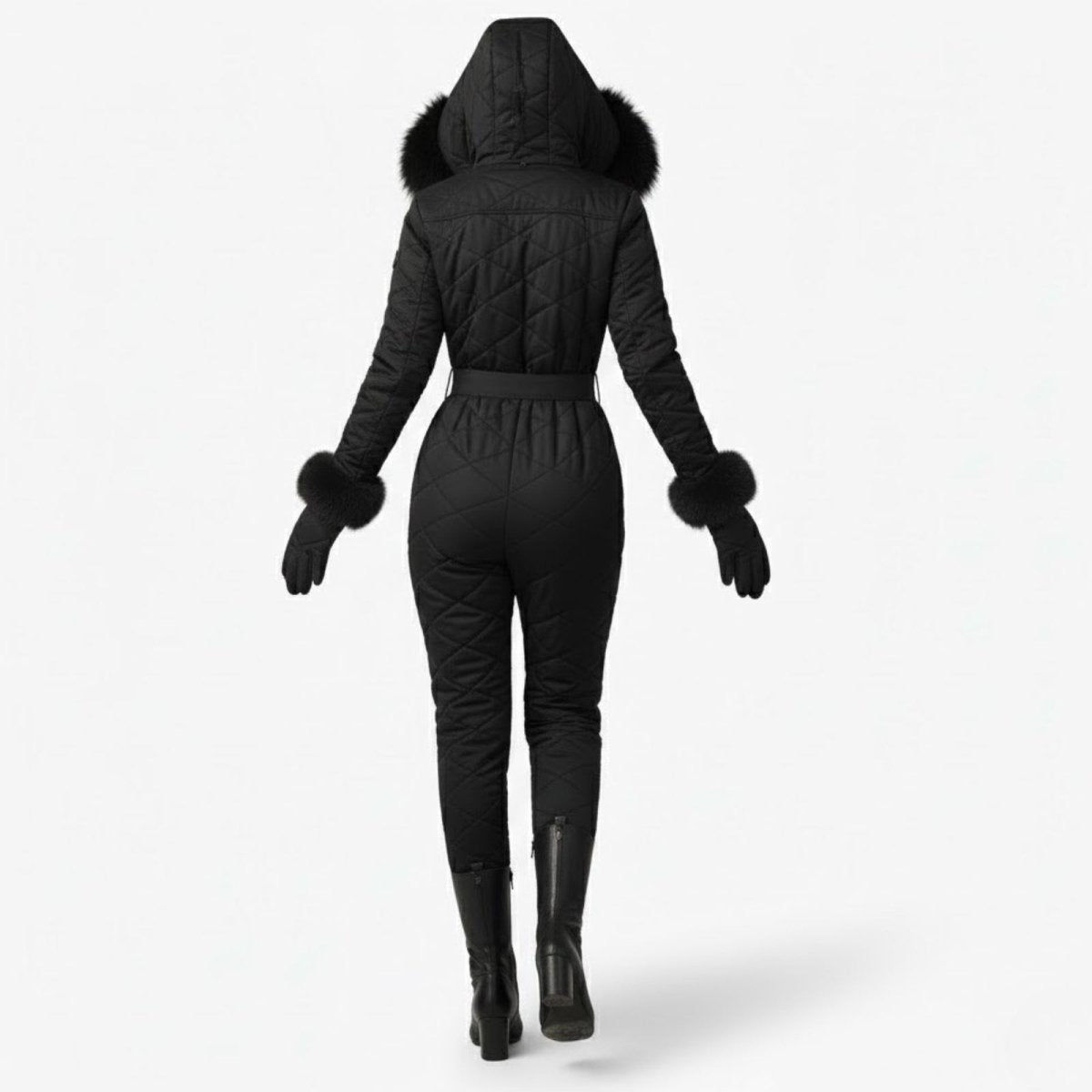 Remy | Quilted Faux Fur Trim Ski Suit