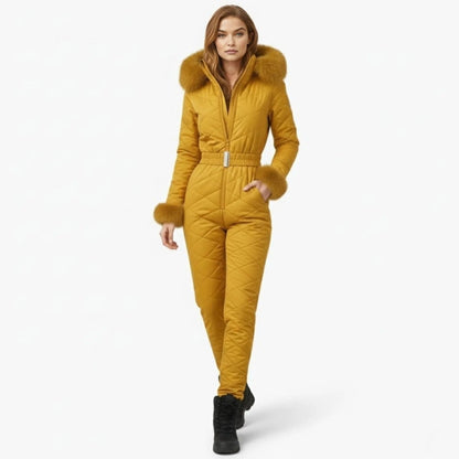 Remy | Quilted Faux Fur Trim Ski Suit