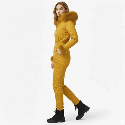 Remy | Quilted Faux Fur Trim Ski Suit