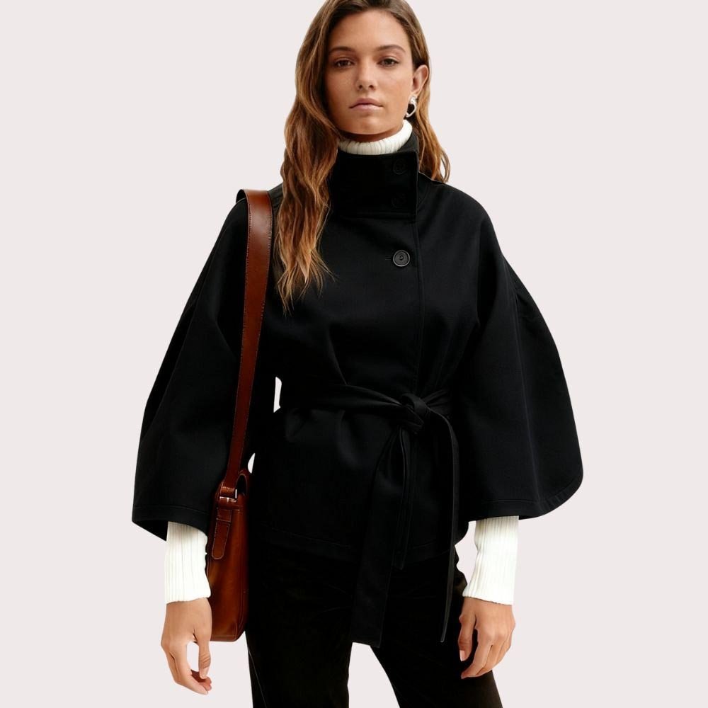 Tove | Funnel Neck Kimono Sleeve Cape Winter Jacket