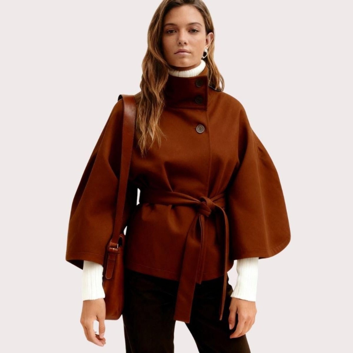 Tove | Funnel Neck Kimono Sleeve Cape Winter Jacket