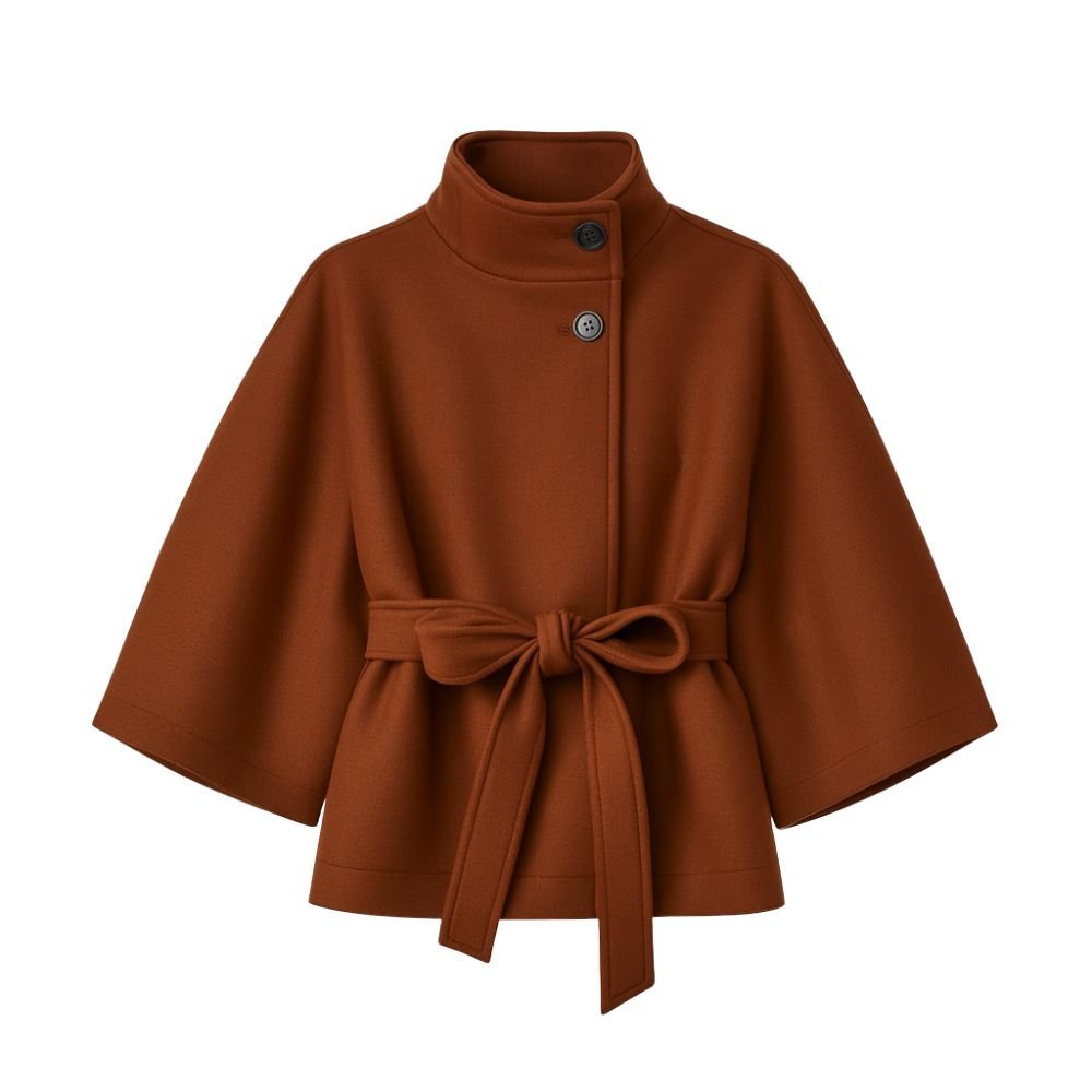 Tove | Funnel Neck Kimono Sleeve Cape Winter Jacket