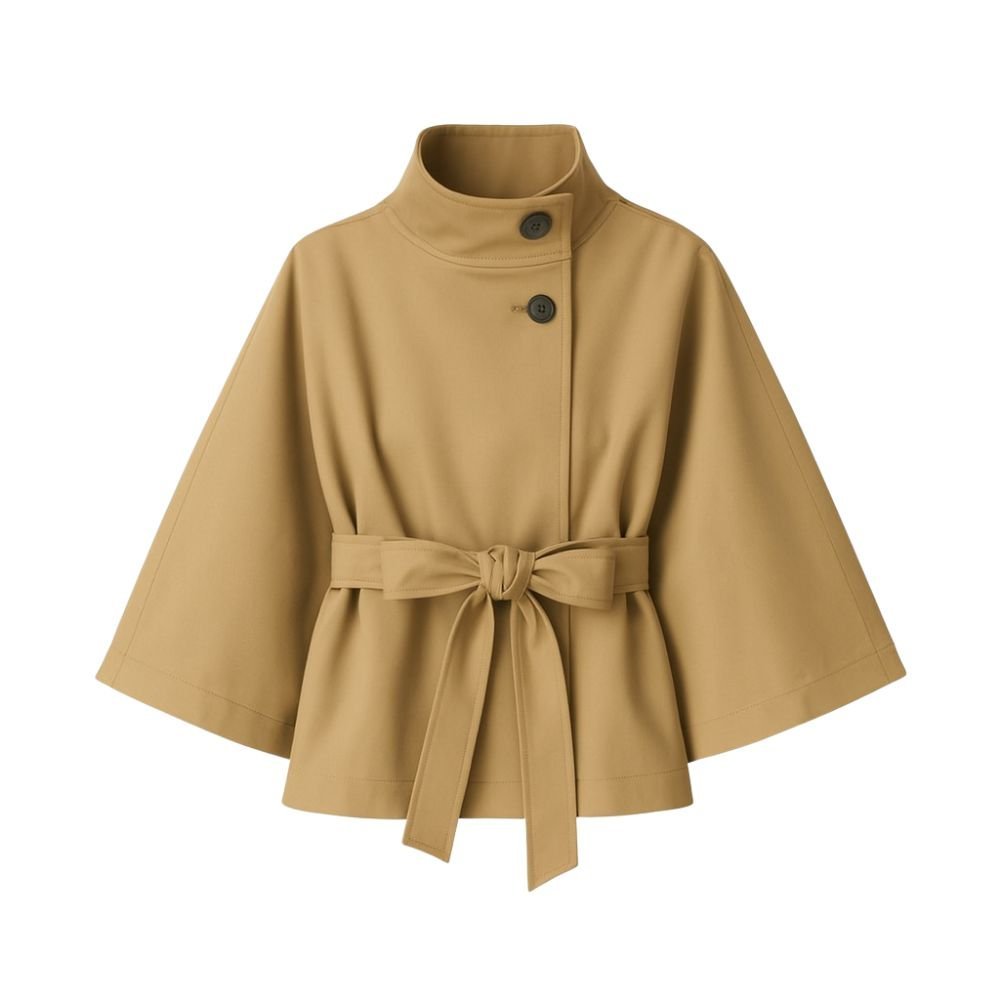 Tove | Funnel Neck Kimono Sleeve Cape Winter Jacket