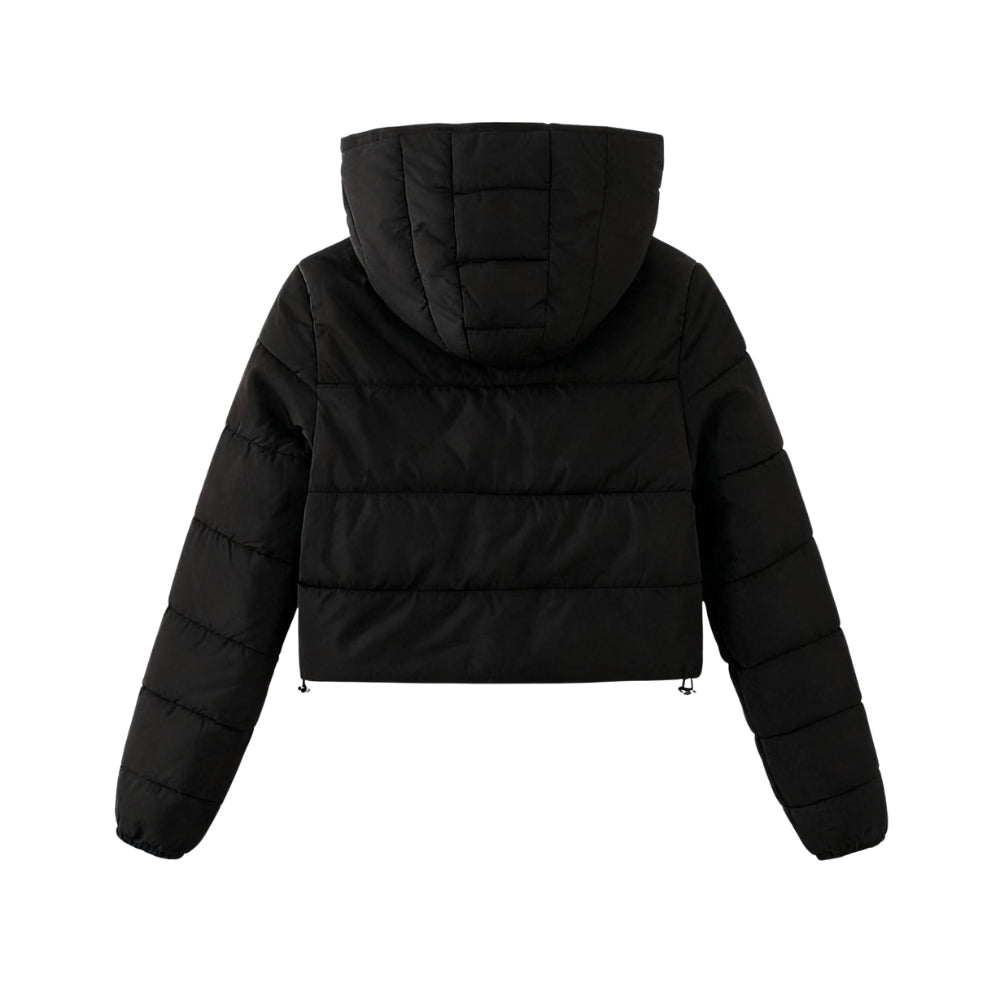 Tyra | Sculpted Cropped Puffer Jacket – Black