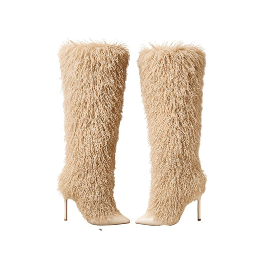 Kyra | Shearling Pointed-Toe Stiletto Boots