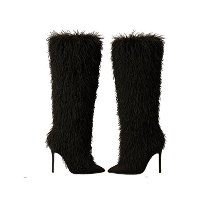 Kyra | Shearling Pointed-Toe Stiletto Boots