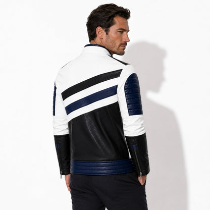 Baxter | Men's Colour Block Leather Moto Jacket