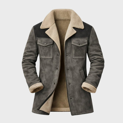 Griffin | Suede Look Shearling Lined Coat Structured Fit