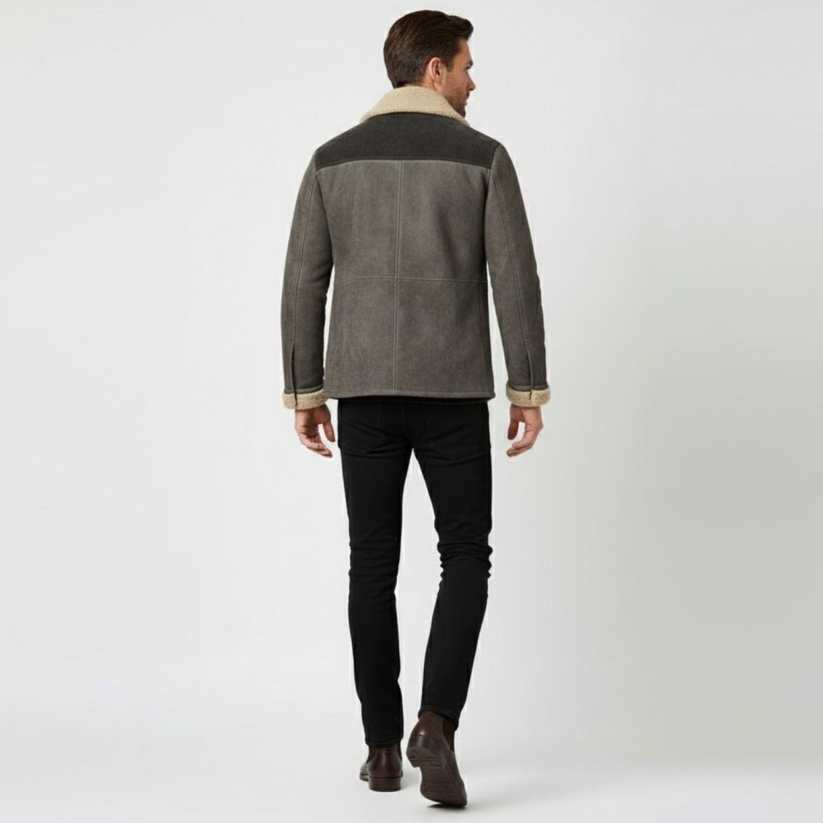 Griffin | Suede Look Shearling Lined Coat Structured Fit