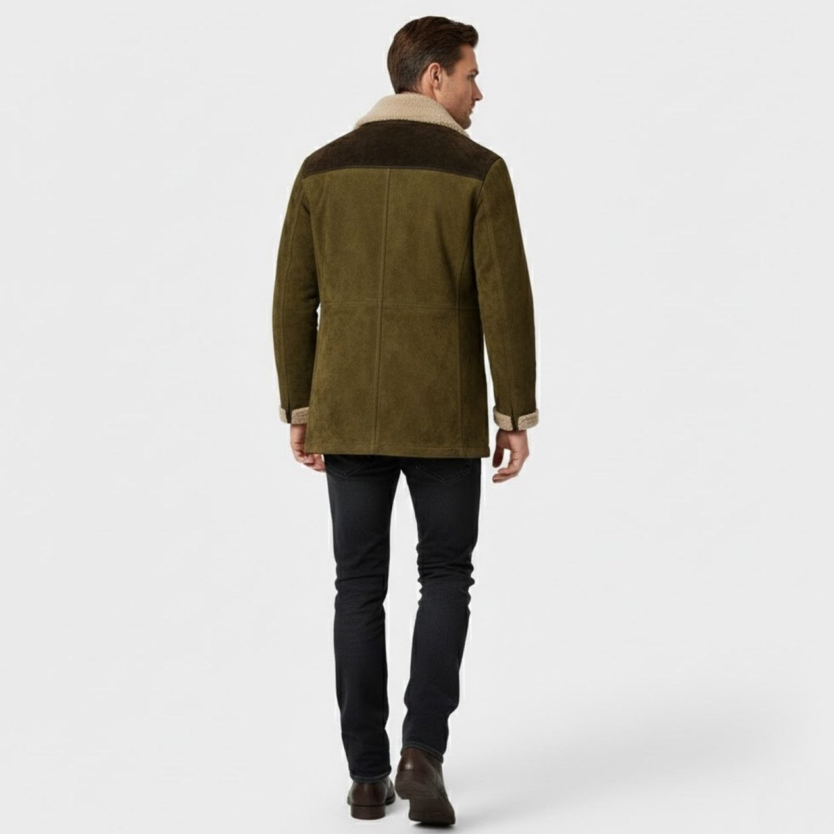 Griffin | Suede Look Shearling Lined Coat Structured Fit