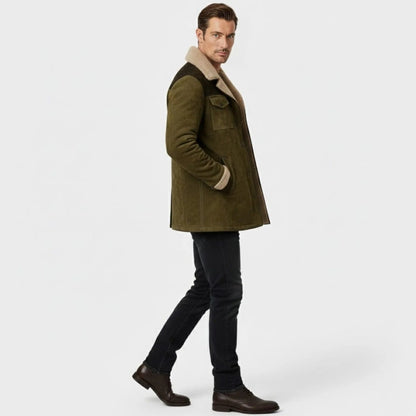 Griffin | Suede Look Shearling Lined Coat Structured Fit