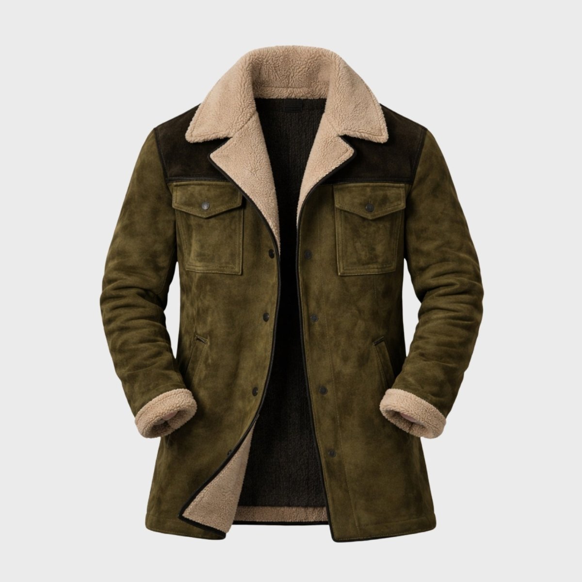Griffin | Suede Look Shearling Lined Coat Structured Fit