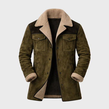 Griffin | Suede Look Shearling Lined Coat Structured Fit