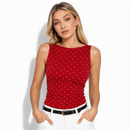 Faelina | Women's Polka Dot Open Back Top