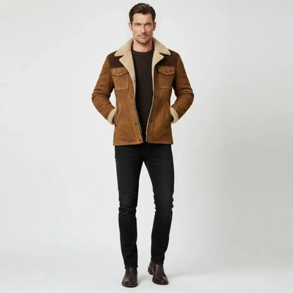 Griffin | Suede Look Shearling Lined Coat Structured Fit