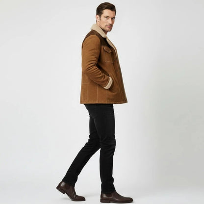 Griffin | Suede Look Shearling Lined Coat Structured Fit
