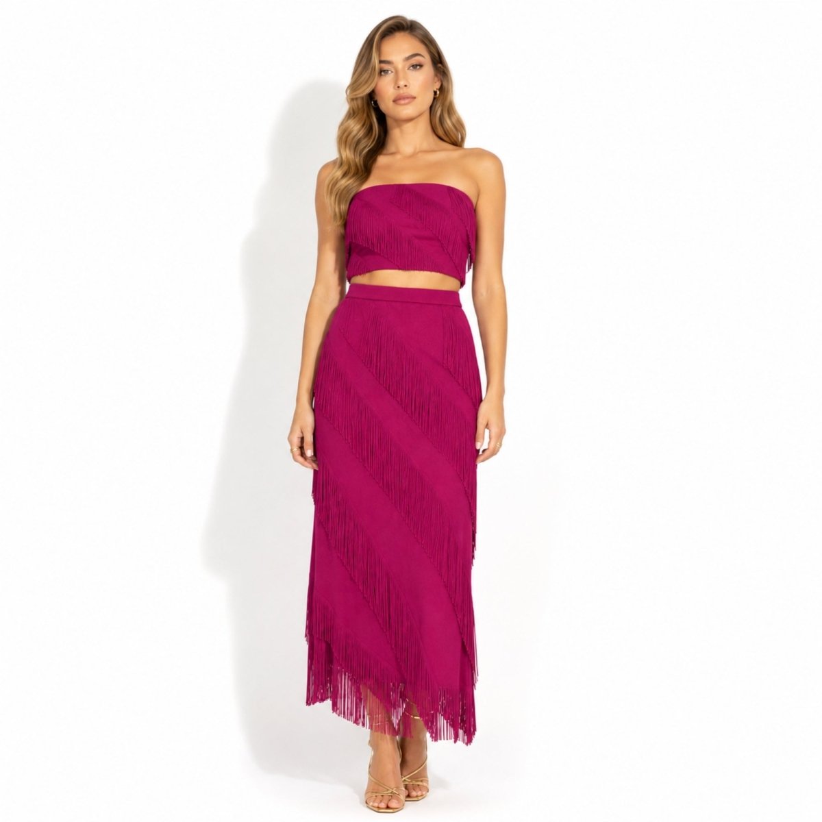 Cintia | Women's Tiered Fringe Maxi Skirt