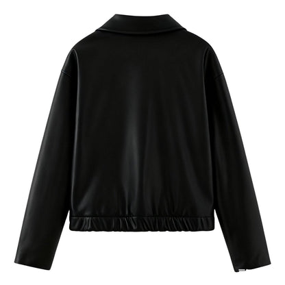 Fleur | Oversized Zip-Up Vegan Leather Biker Jacket
