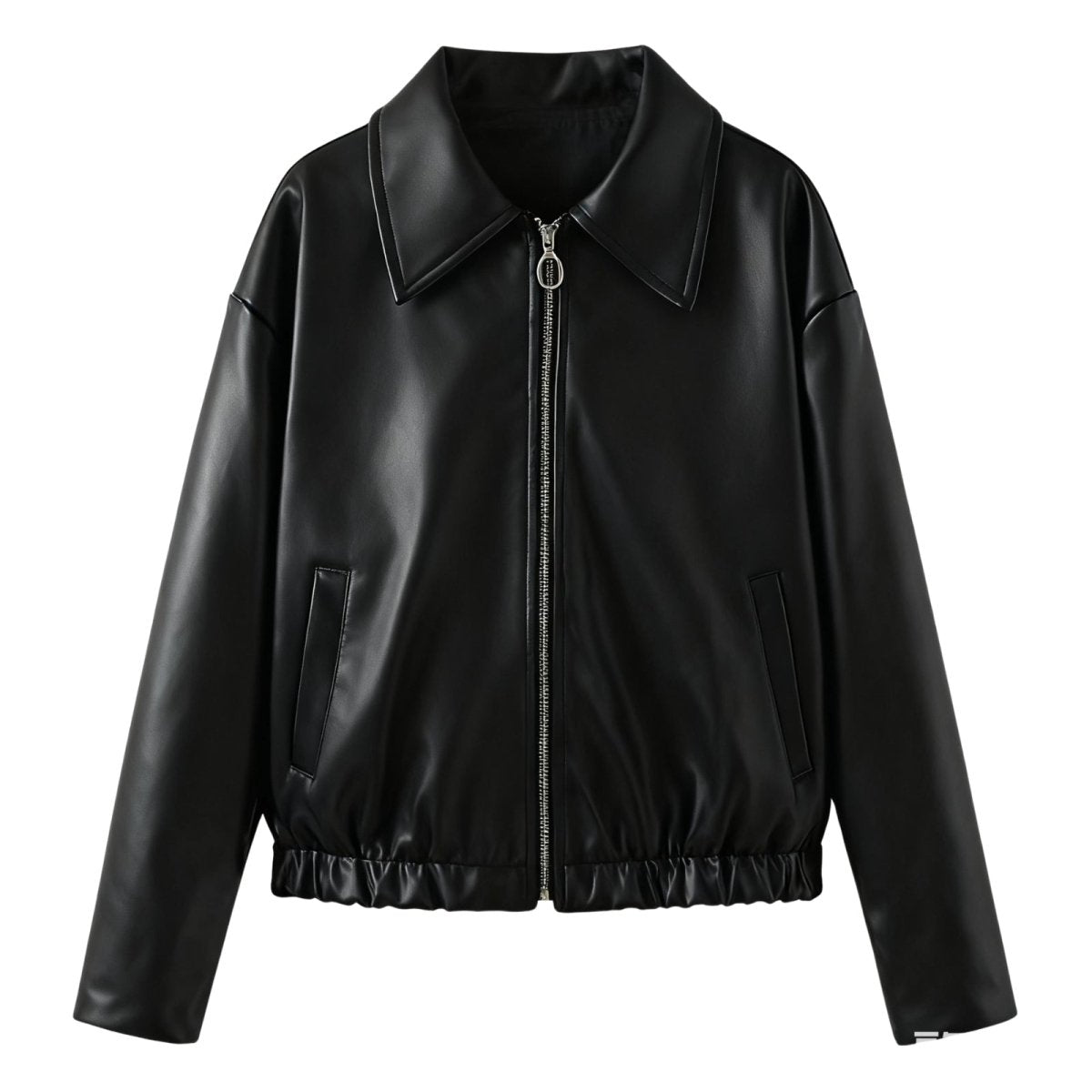 Fleur | Oversized Zip-Up Vegan Leather Biker Jacket