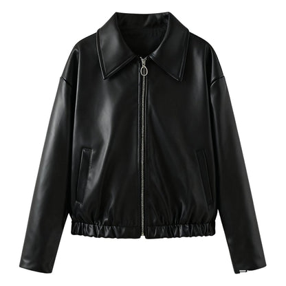 Fleur | Oversized Zip-Up Vegan Leather Biker Jacket