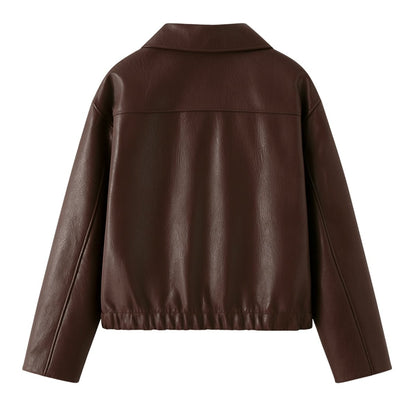 Fleur | Oversized Zip-Up Vegan Leather Biker Jacket