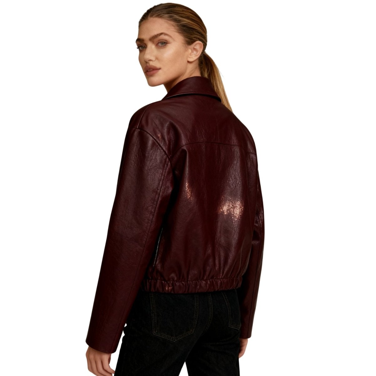 Fleur | Oversized Zip-Up Vegan Leather Biker Jacket