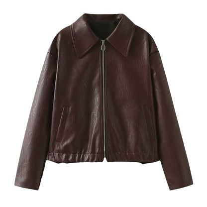 Fleur | Oversized Zip-Up Vegan Leather Biker Jacket