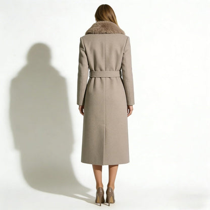 Bindi | Virgin Wool Coat with Oversized Fur Collar