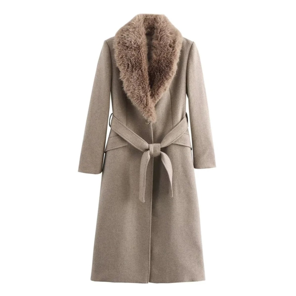 Bindi | Virgin Wool Coat with Oversized Fur Collar