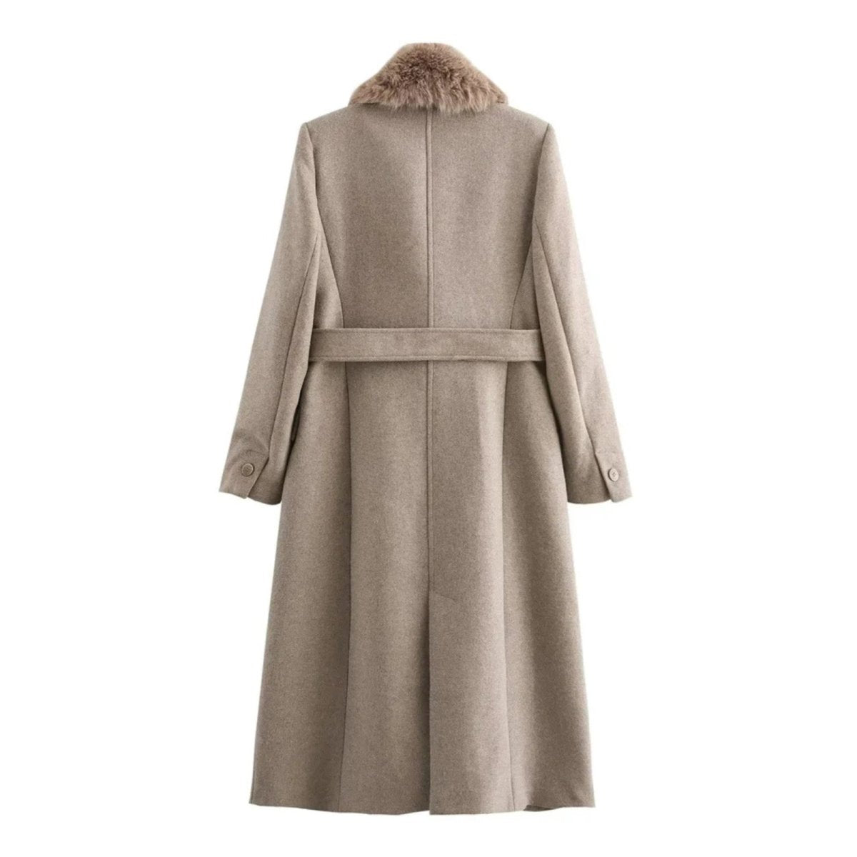 Bindi | Virgin Wool Coat with Oversized Fur Collar
