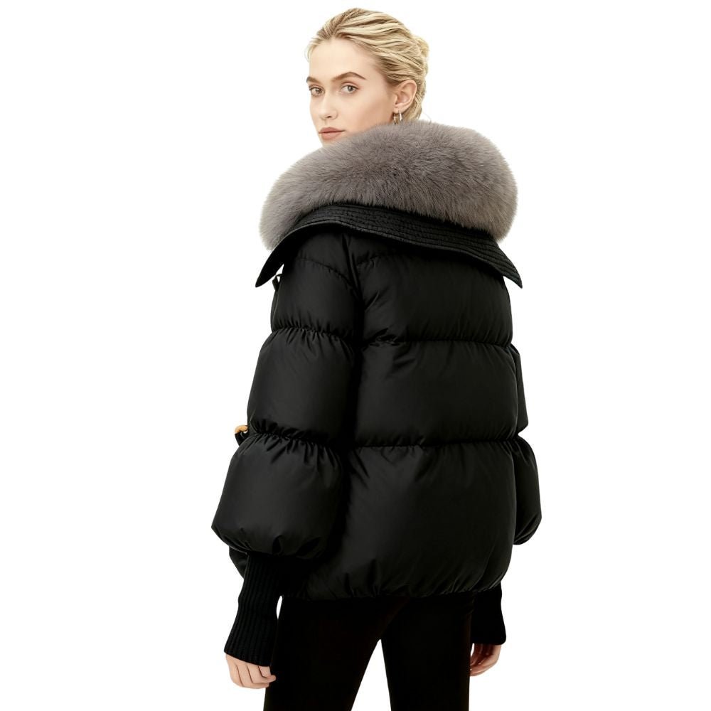 Banksia | Oversized Fox Fur Collar Down Puffer Coat