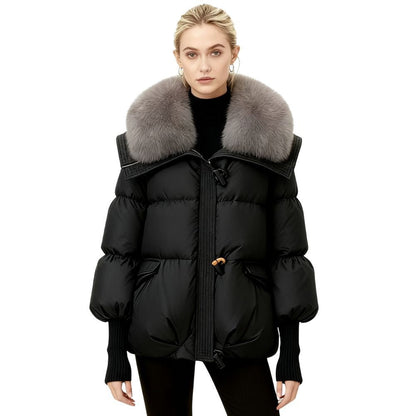 Banksia | Oversized Fox Fur Collar Down Puffer Coat