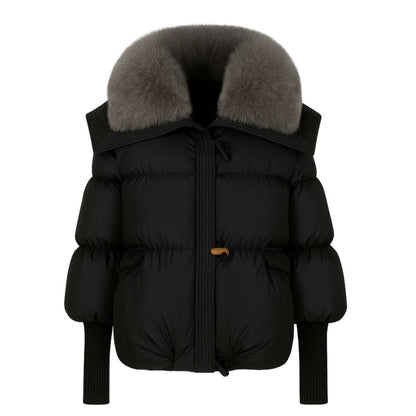 Banksia | Oversized Fox Fur Collar Down Puffer Coat