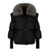 Banksia | Oversized Fox Fur Collar Down Puffer Coat – Black