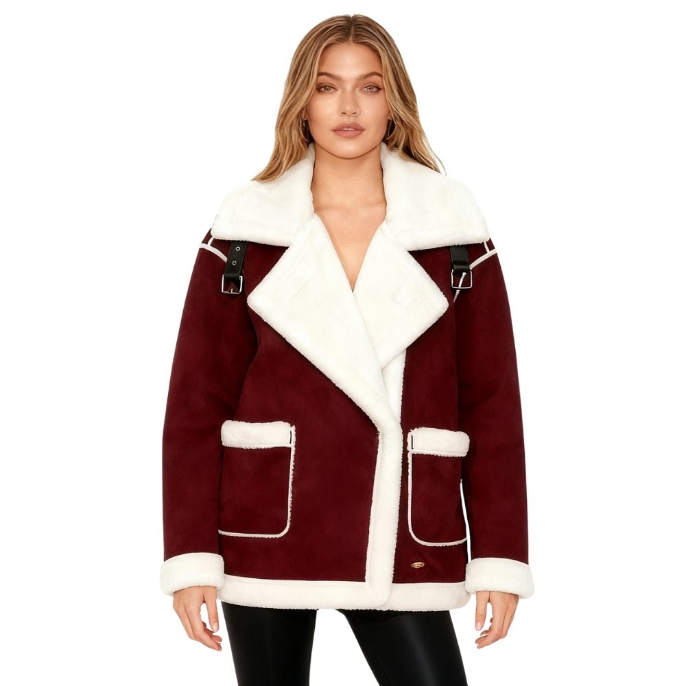 Esmeralda | Women's Shearling Style Aviator Jacket