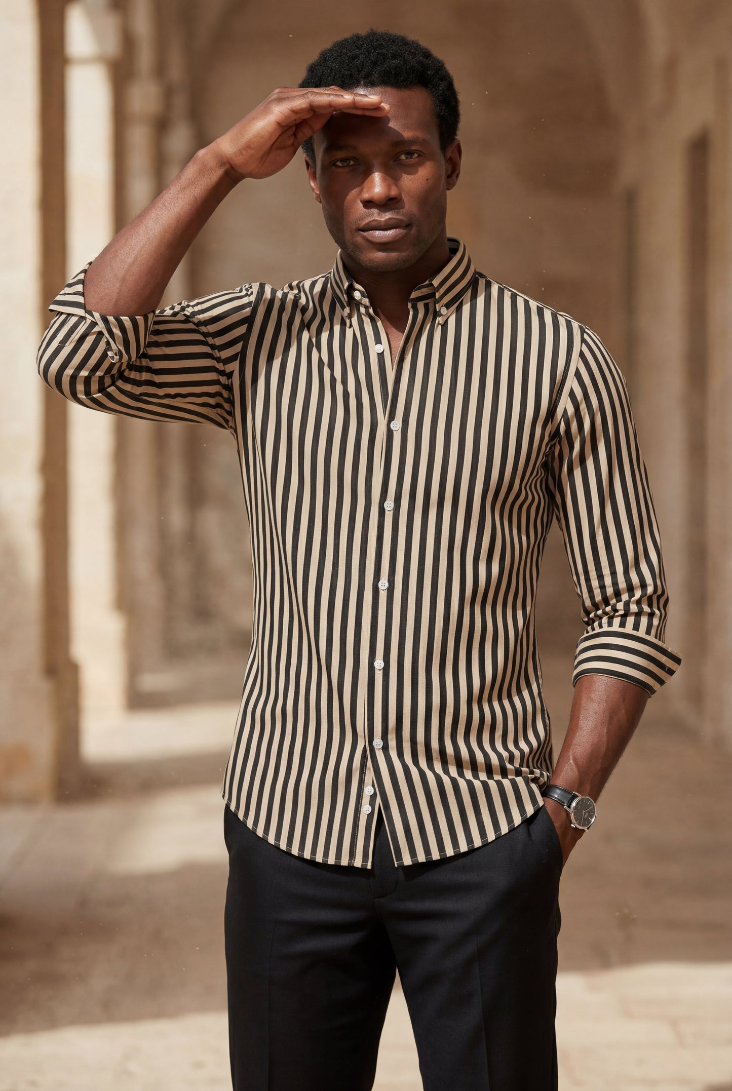 Luca | Men's Striped Long Sleeve Dress Shirt
