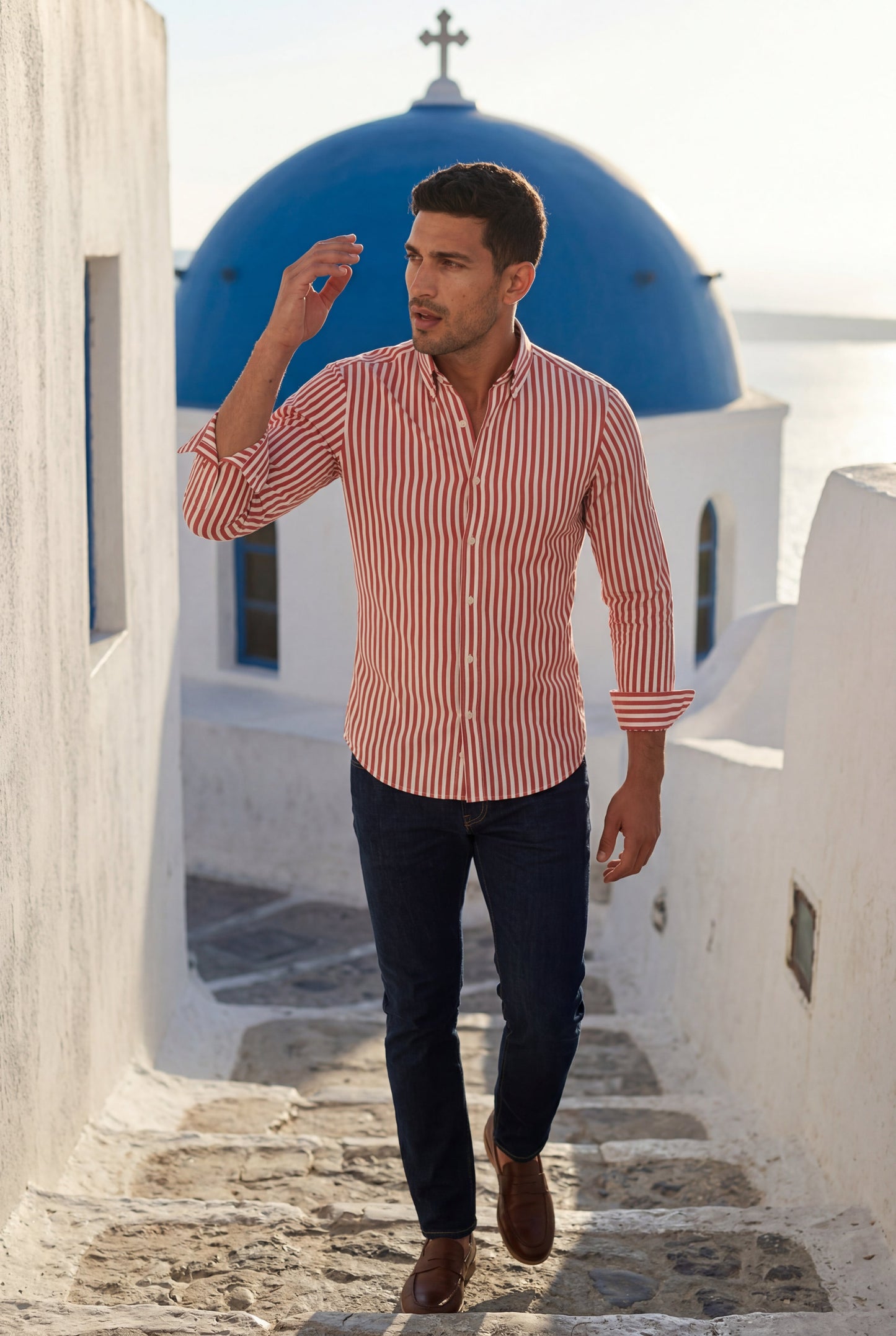 Luca | Men's Striped Long Sleeve Dress Shirt