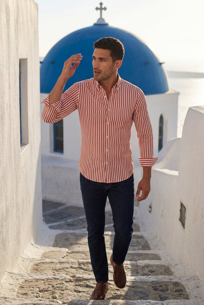 Luca | Men's Striped Long Sleeve Dress Shirt