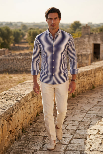 Luca | Men's Striped Long Sleeve Dress Shirt