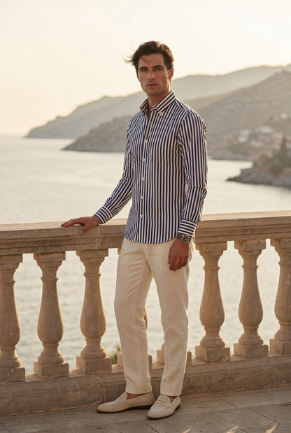 Luca | Men's Striped Long Sleeve Dress Shirt