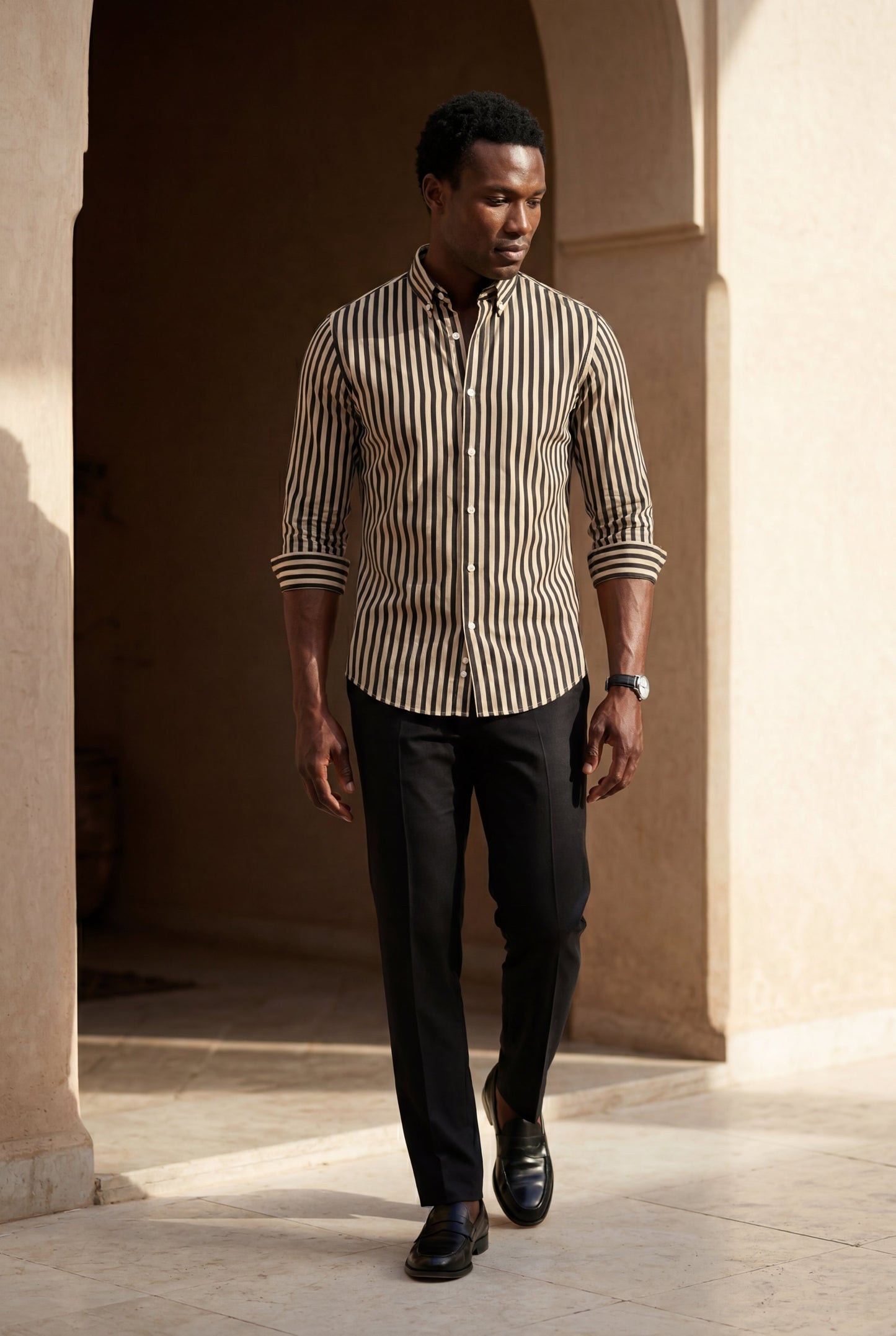 Luca | Men's Striped Long Sleeve Dress Shirt