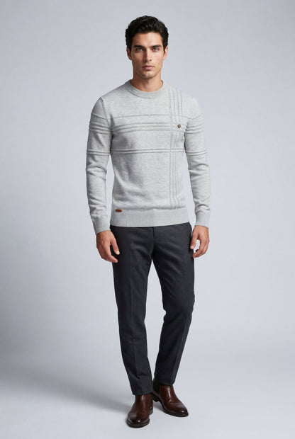 Bram | Men's Structured Crewneck Sweater, Textured Knit