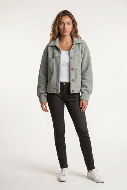 Fern | Women's Teddy Shacket, Relaxed Plush Jacket