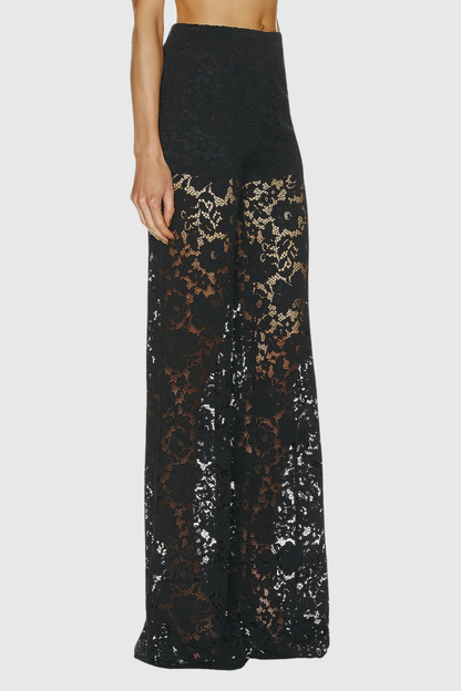 Lace Blazer and Wide-Leg Trousers Long Sleeve Two-Piece Suit Set
